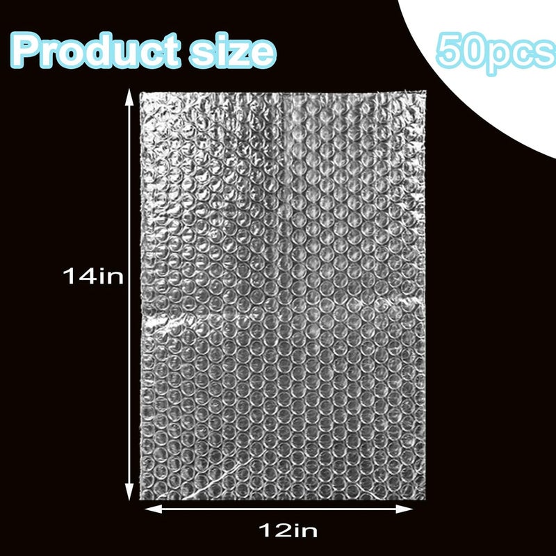 HANDRERLEE 50Pcs Clear Bubble Out Bag 12X14Inch, Bubble Pouches Wrap for Shipping,Double Walled Cushioning Bags for Moving,Packing and Extra Protecting Fragile Item - Image 2